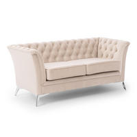 CHESTERFIELD-SOFA 2-sitzer Whitby Beige Samt mit silbernen Füßen - Beige/Silberfarben, Holz/Textil (175/78/82cm) - S-Style Möbel