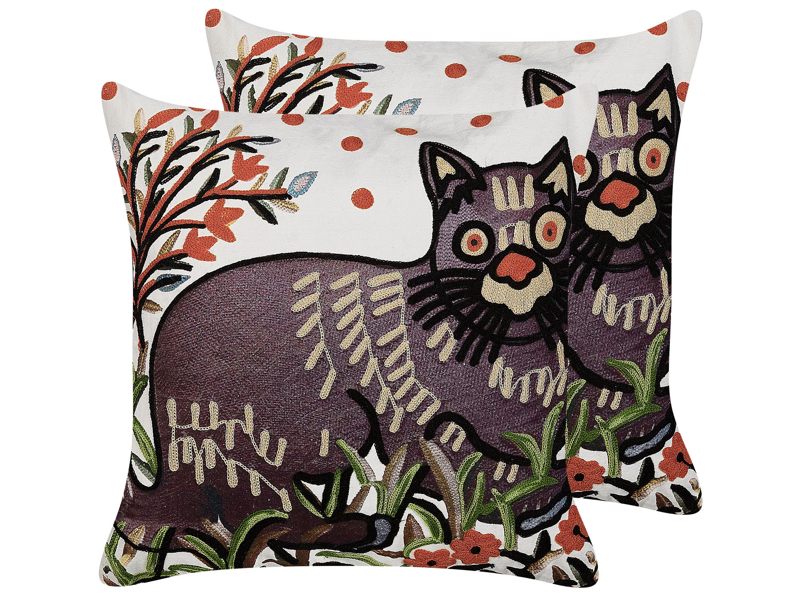 DEKOKISSEN 2er-Set Bunt 50/50 cm Phusro - Multicolor, Naturmaterialen/Textil (50/50cm) - Beliani