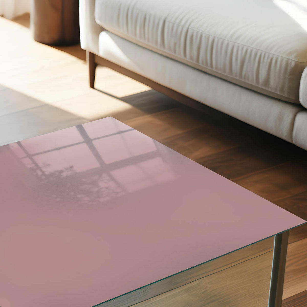TISCHPLATTE 50x50 cm – Pastellrosa - Creme, Glas (50/50/0.4cm) - Wallfluent