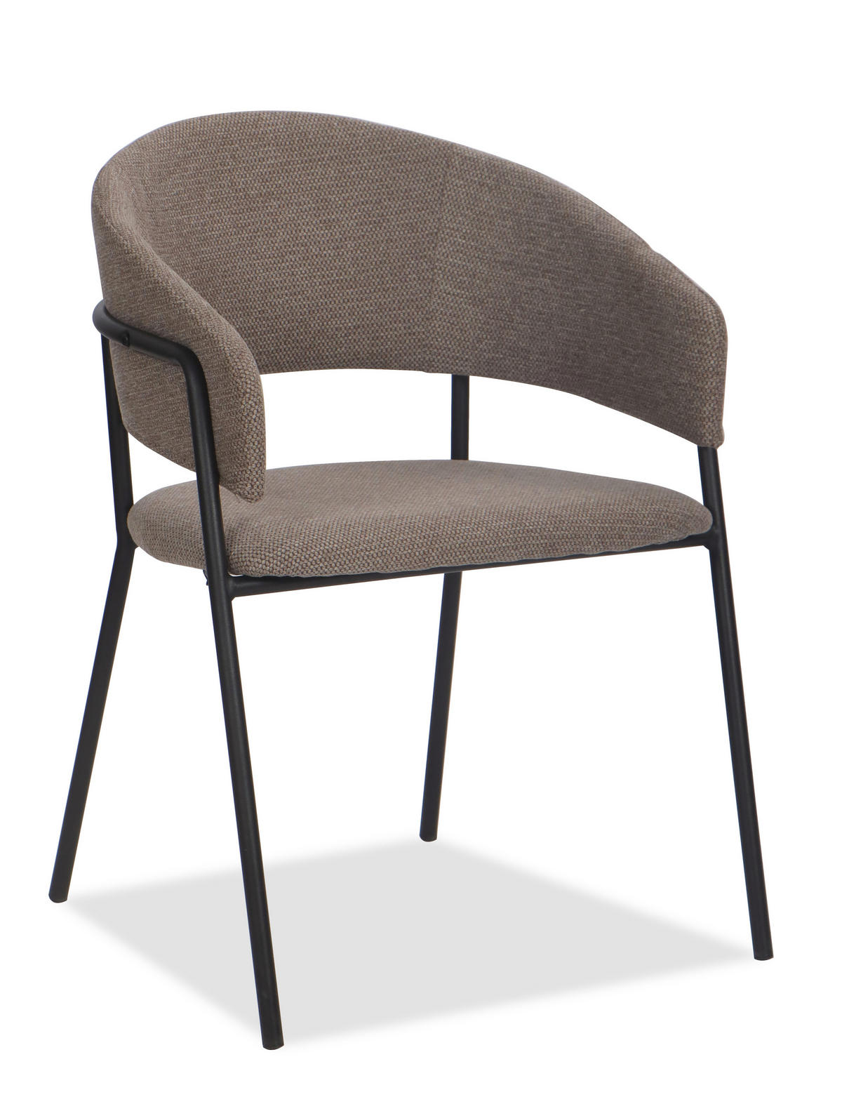 STUHL OVO gespolsterter - dunkelbeige - Glamour Chenille - Beige/Schwarz, Textil/Metall (56/79/54cm) - NEW HOME