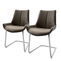 FREISCHWINGER - 2er-Set - Kunstleder - Grau, Kunststoff/Textil (54/89/60cm) - home24