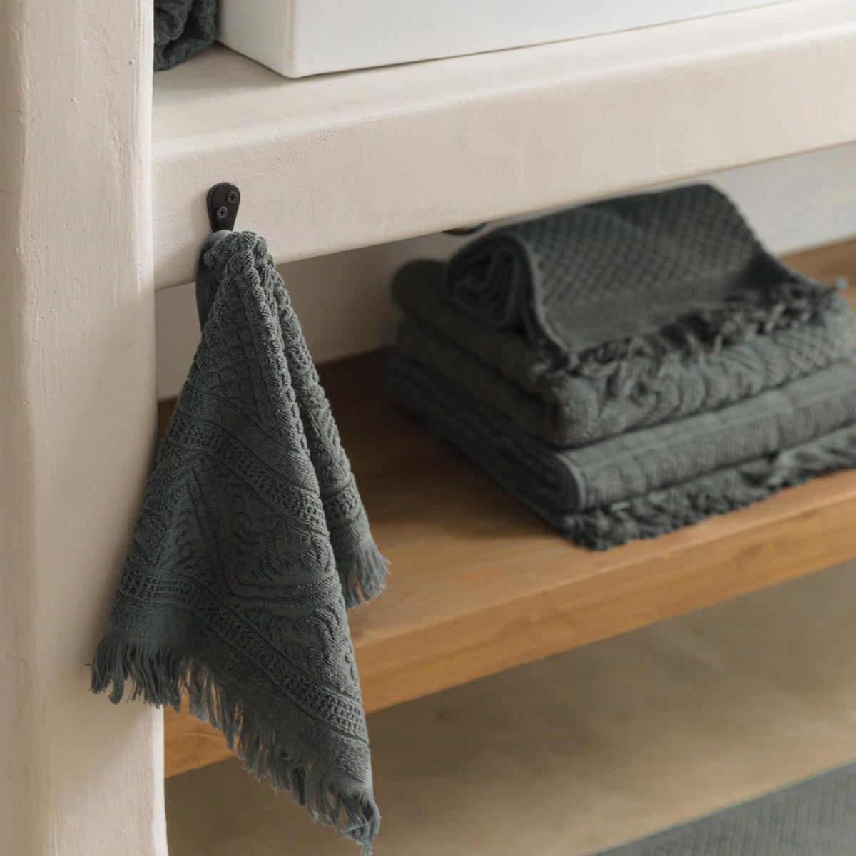 GÄSTETUCH Zoé thymian 30 x 50 cm - Olivgrün, Textil (30/50cm) - Vivaraise