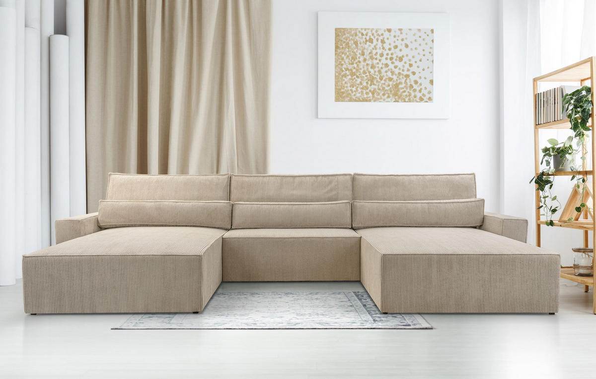 WOHNLANDSCHAFT - Denver U - Oliv - Olivgrün, Holz (410/85/200cm) - Möblo