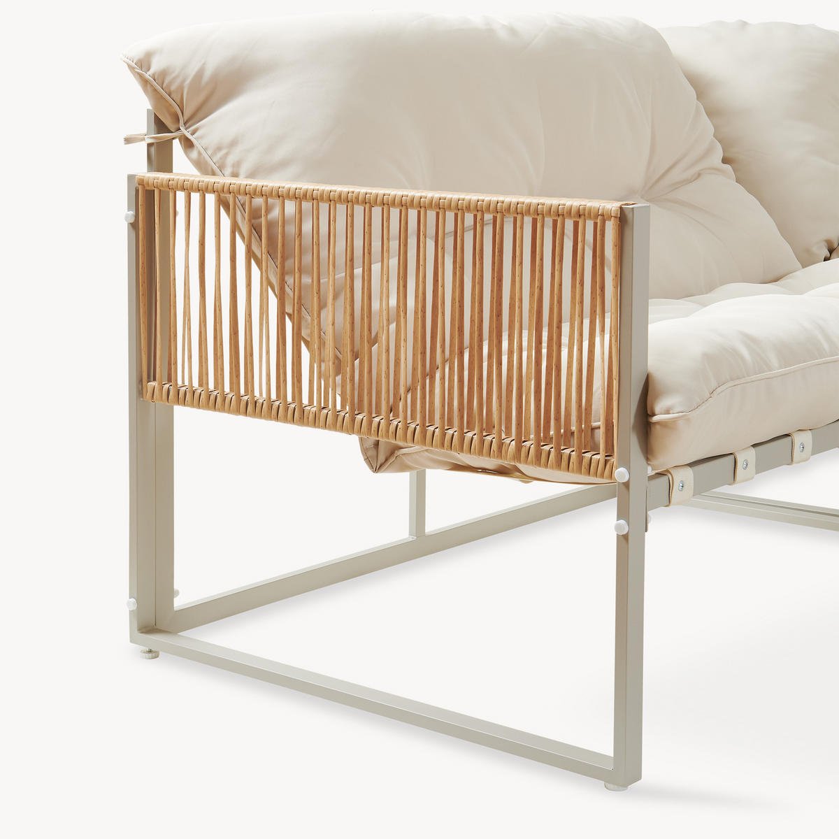 GARTENMÖBEL-SET 4 TLG. Karg - Eichefarben/Beige, Kunststoff/Metall - casa.pro