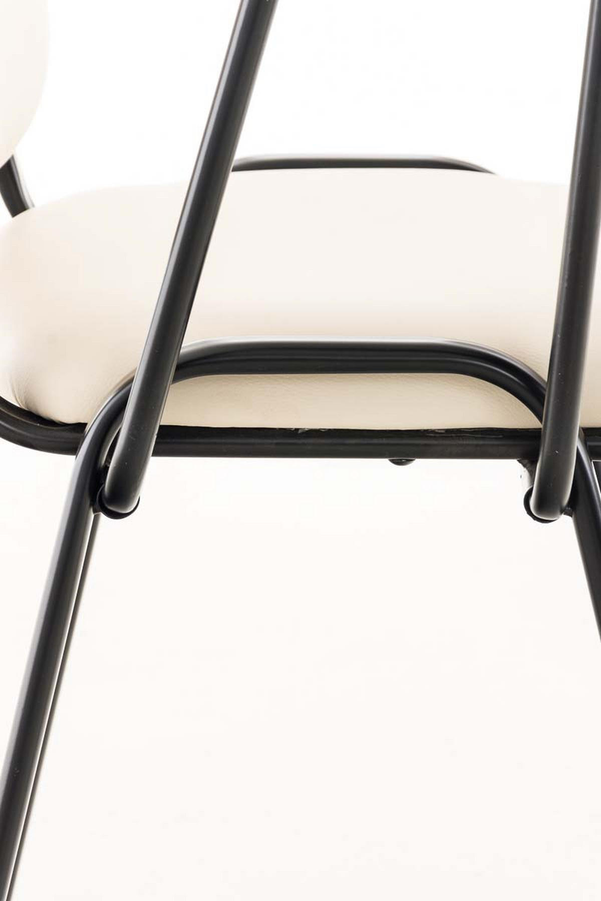 BESUCHERSTUHL Keen mit Klapptisch, Kunstleder mit Gestell Schwarz / Bezug Creme - Schwarz/Naturfarben, Textil/Metall (53/81/53cm) - TPFLiving