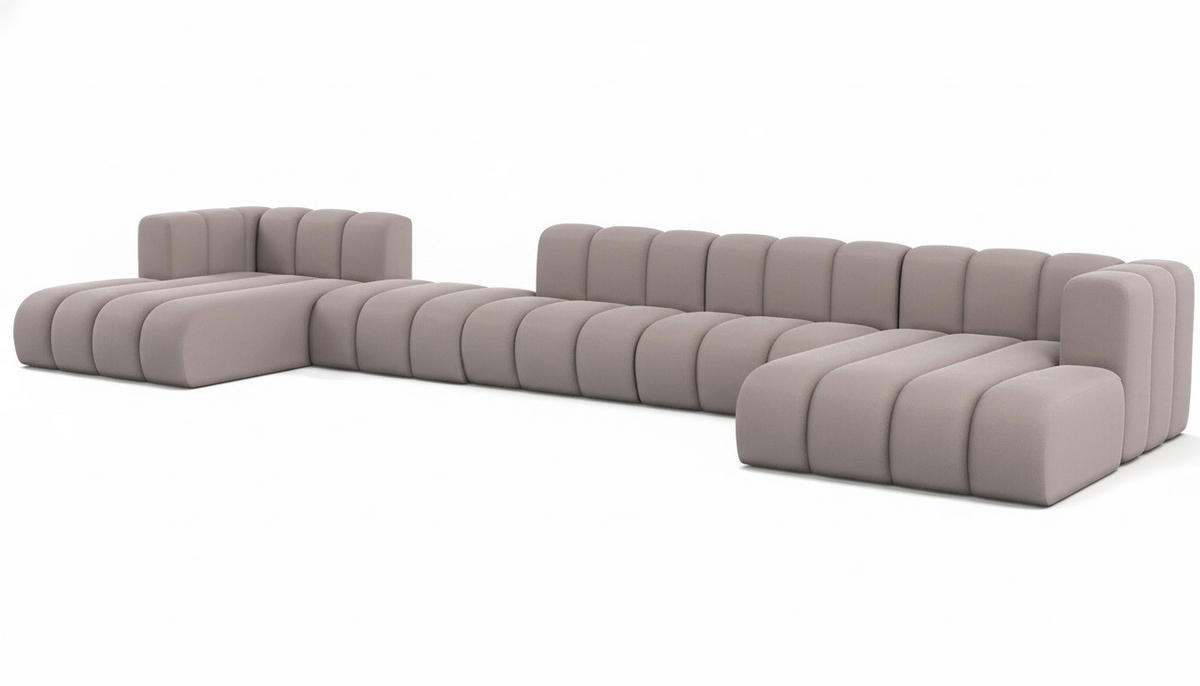 ECKSOFA U-Form Grand U Big XL 500 cm, Velourstoff Salvador, Grau - Grau, Holz (500/179cm) - Kaiser Möbel