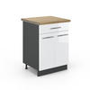 KÜCHENUNTERSCHRANK Fame-Line Weiß Hochglanz 60 cm mit Schublade AP Eiche - Weiß Hochglanz/Anthrazit, Holzwerkstoff (60/82/60cm) - Vicco