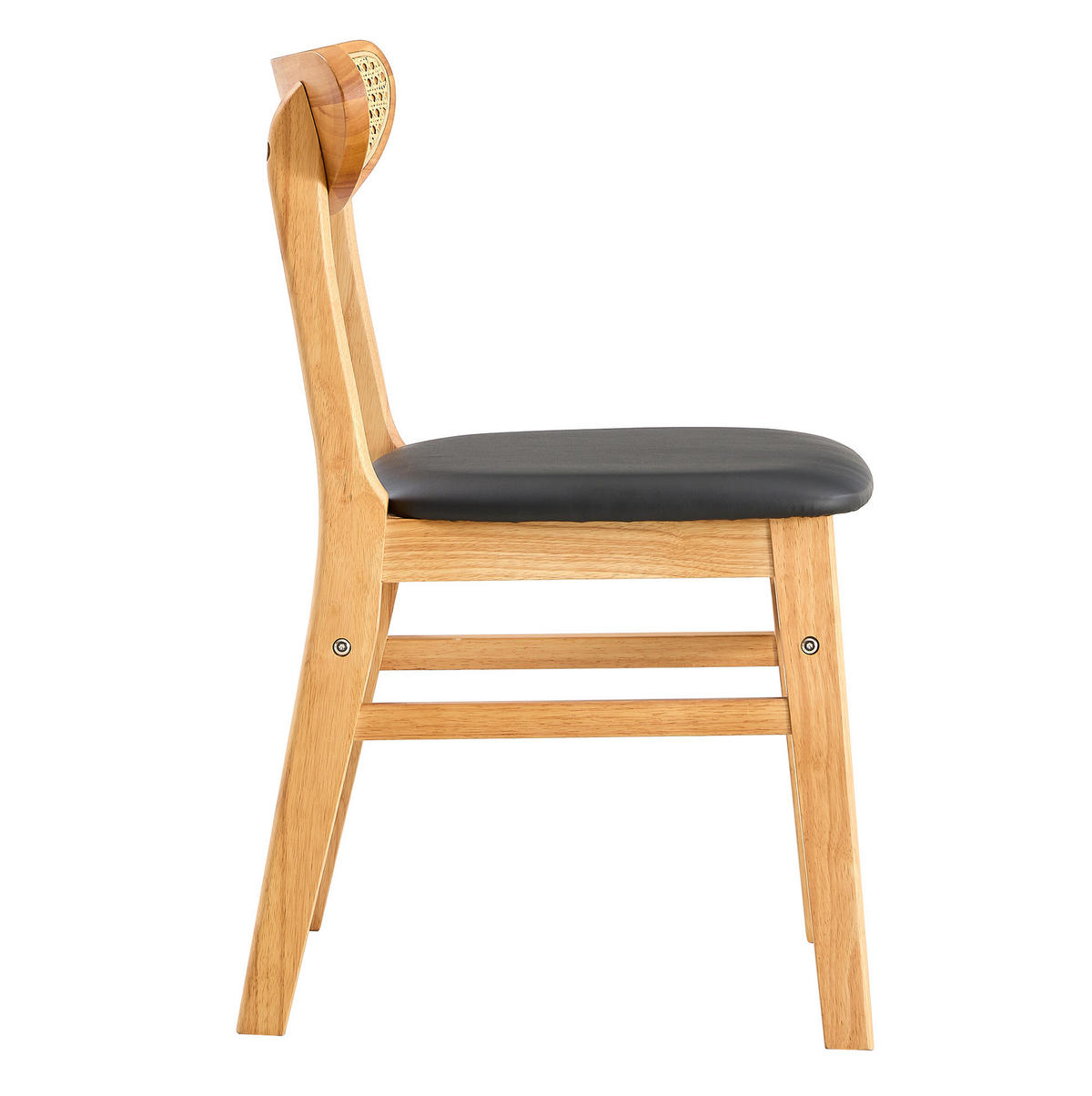 ESSZIMMERSTUHL 2er-Set mit Rattan-Rückenlehne aus Holz - Birnbaumfarben, Holz (43.9/78.7/45cm) - Meubliv
