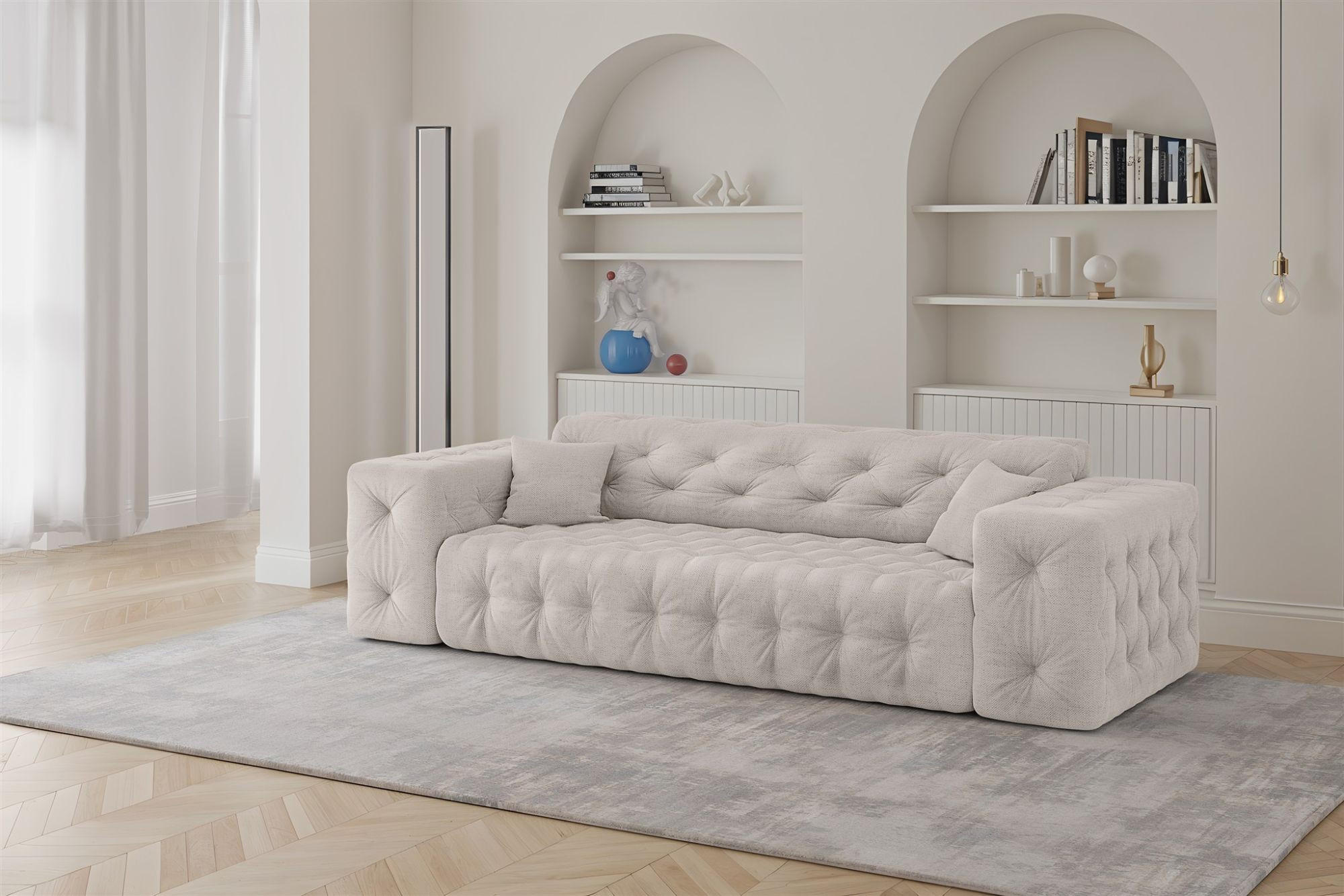 SOFA 3-sitzer Chantal In Moly - Creme, Holzwerkstoff/Textil (251/78/96cm) - Fun Möbel
