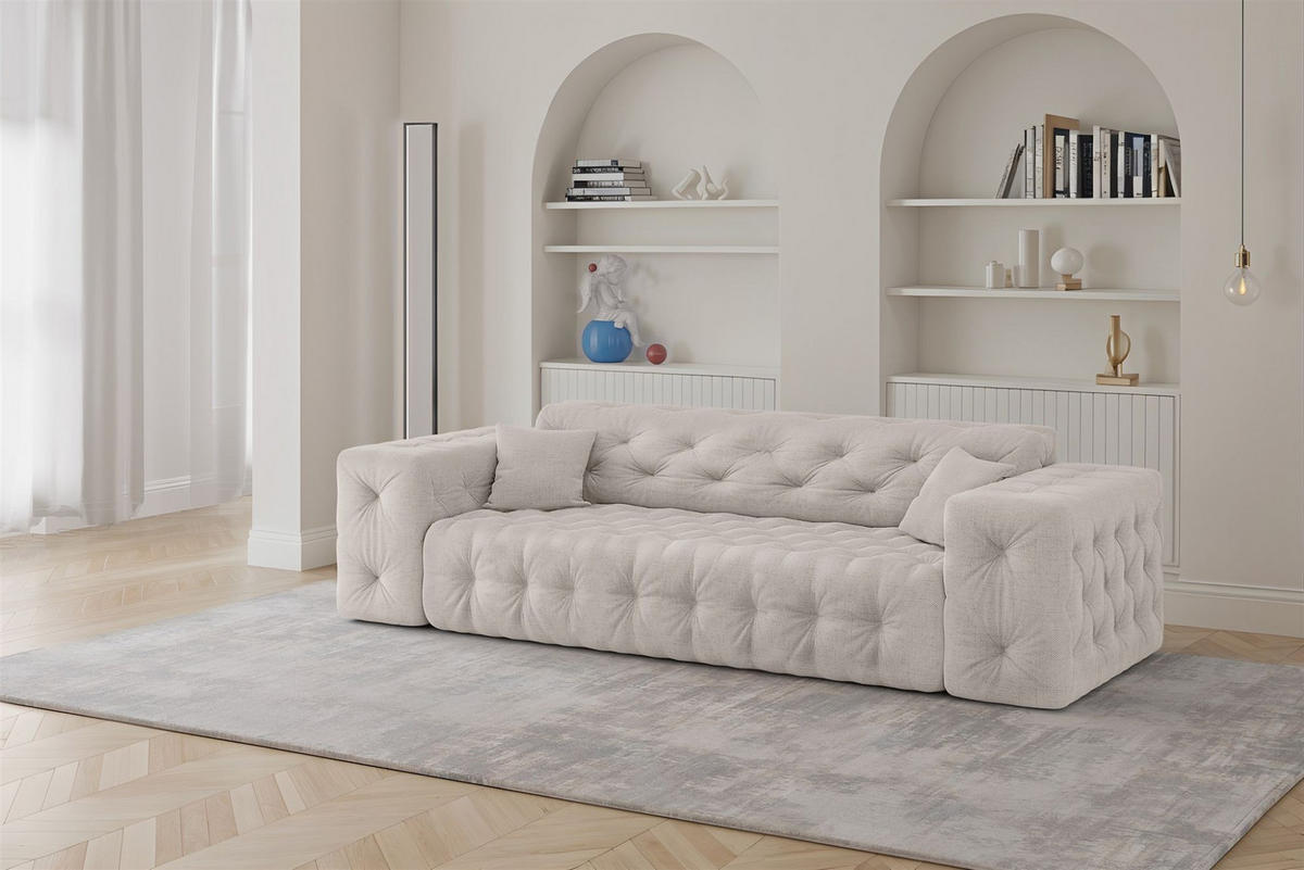 SOFA 3-sitzer Chantal In Moly - Creme, Holzwerkstoff/Textil (251/78/96cm) - Fun Möbel
