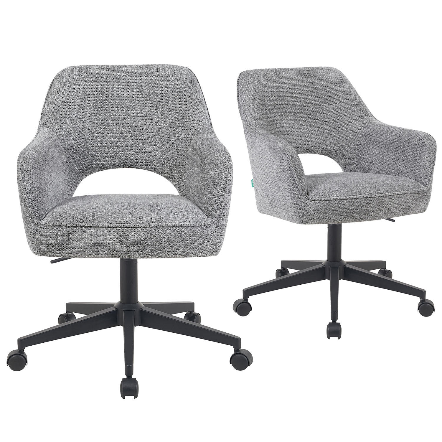 BÜROSTUHL Mika-Ilvy 2er-Set - Dunkelgrau/Schwarz, Textil/Metall (60/84/65cm) - DUBI Möbel