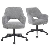 BÜROSTUHL Mika-Ilvy 2er-Set - Dunkelgrau/Schwarz, Textil/Metall (60/84/65cm) - DUBI Möbel