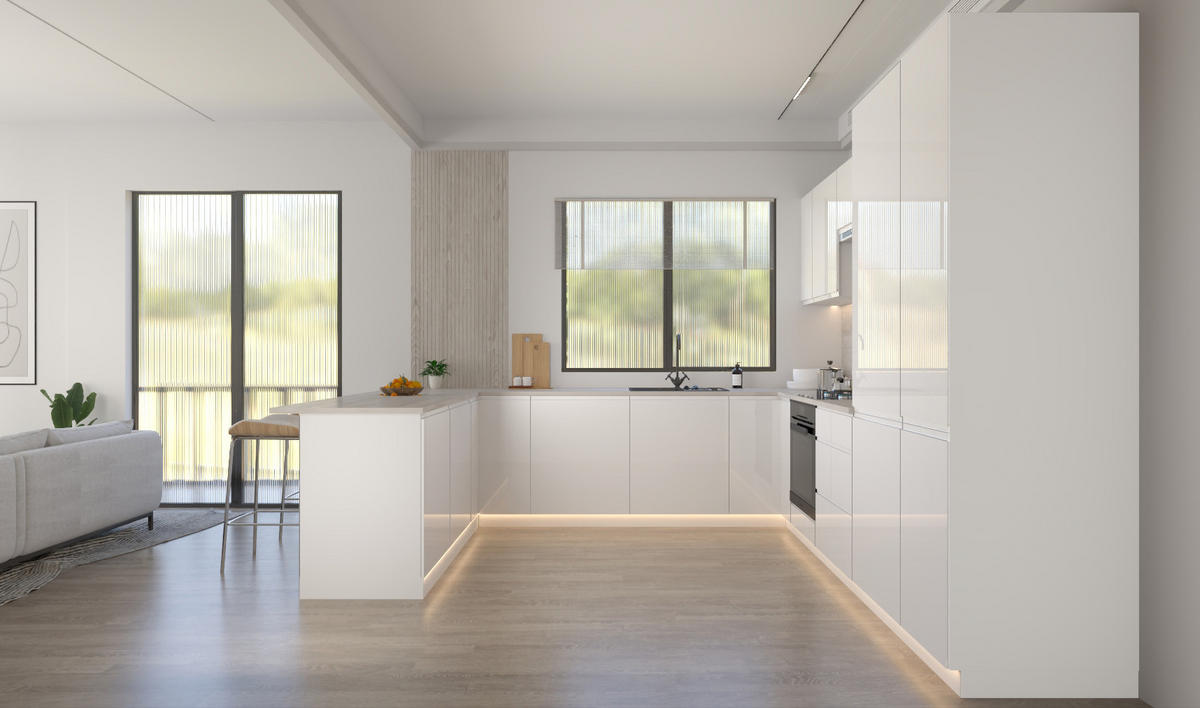 U-KÜCHENZEILE 300 × 279 × 200 cm - Velmora KÜ-AS-010 - in Weiß / Hochglanz - Weiß, Holz (310/212/58cm) - ROYAL24_MARKT