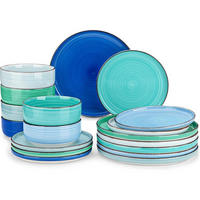 TAFELSERVICE 18-teiliges Set Steingut Blau - Multicolor, Keramik (21/1.8/26cm)