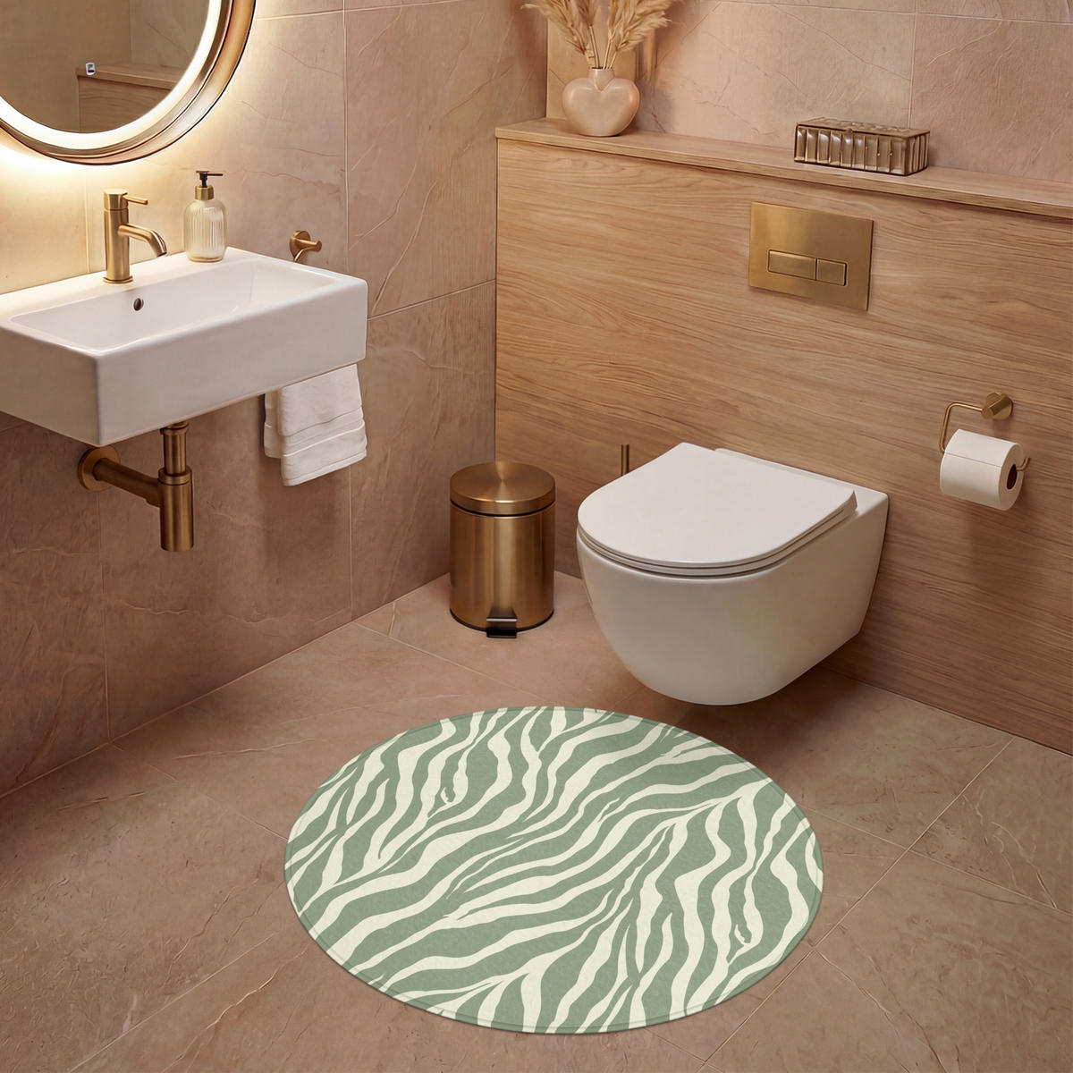 WC PŘEDLOŽKA Zebra - Motiv - zelená 70x70 cm - šalvějově zelená, textil/plast (70/1cm) - OnlyWow