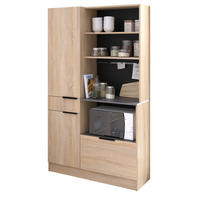 BUFFET Küche Eiche, grau 100 cm Küchenschrank mit viel Stauraum - Eichefarben/Schwarz, Holzwerkstoff/Metall (100/186/186cm) - Parisot Meuble