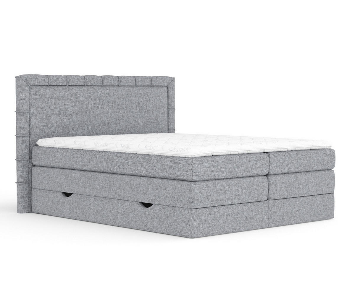 BOXSPRINGBETT Rosabel Grau 140/200 cm mit Matratze und Topper - Schwarz/Grau, Holz/Holzwerkstoff (140/200cm) - Maison de Reve