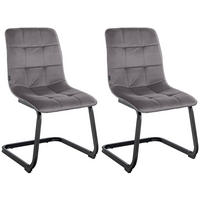 SCHWINGSTUHL 2er Set Samt dunkelgrau - Dunkelgrau/Schwarz, Textil/Metall (47/87/58cm) - CLP