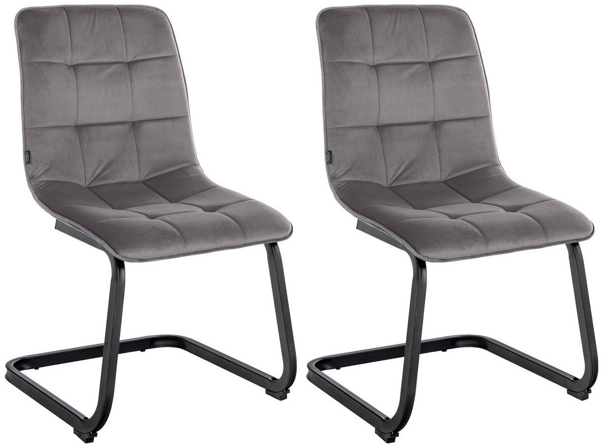 SCHWINGSTUHL 2er Set Samt dunkelgrau - Dunkelgrau/Schwarz, Textil/Metall (47/87/58cm) - CLP