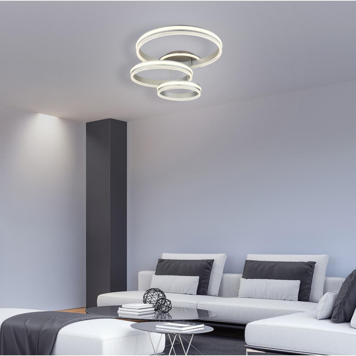DECKENLEUCHTE FRANCINE, LED Metall schwarz-chrom matt, CCT - Schwarz, Metall (79.5/50/22cm) - Globo Lighting