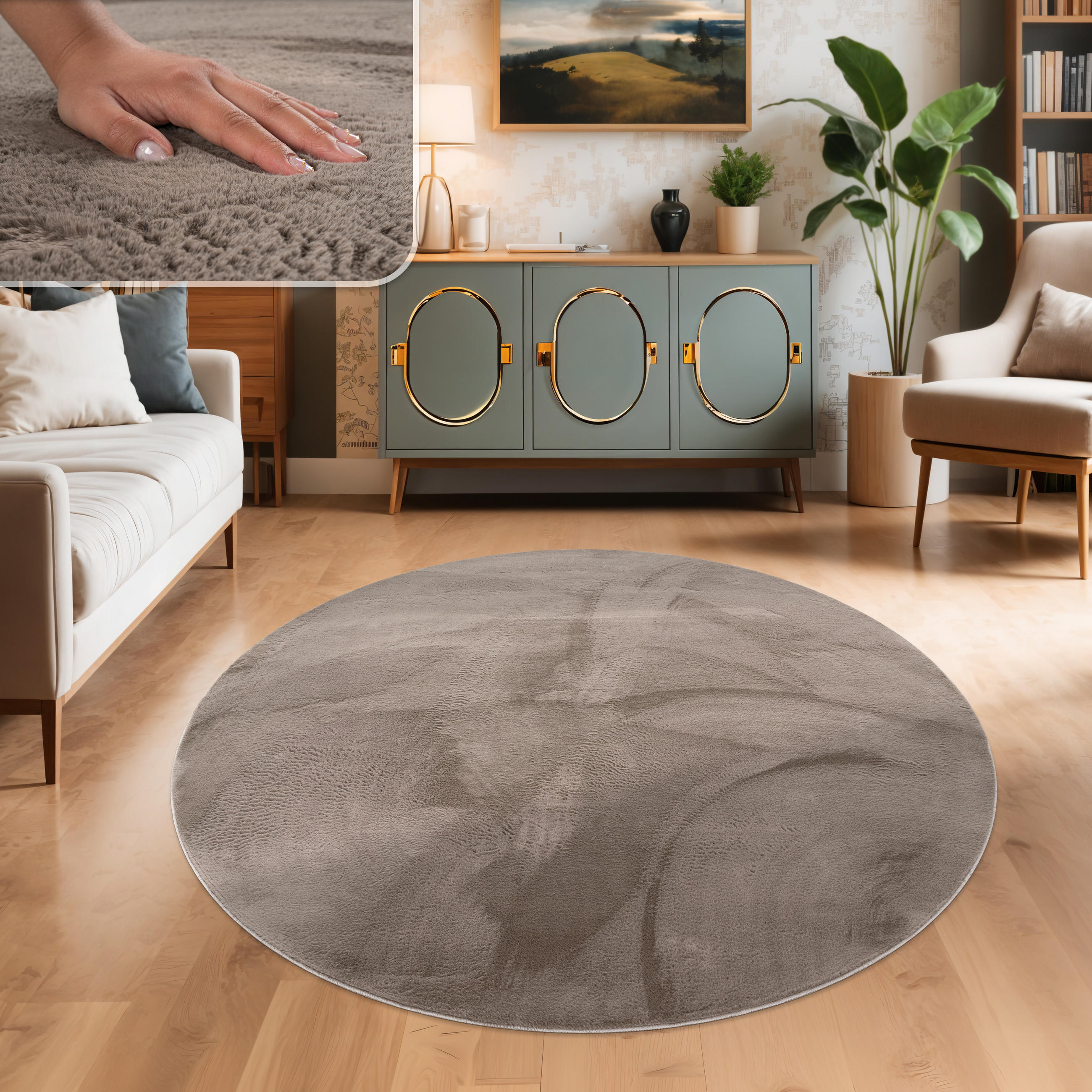 HOCHFLORTEPPICH 100/100 cm Soft 380 - Taupe, Textil (100/100cm) - Paco Home