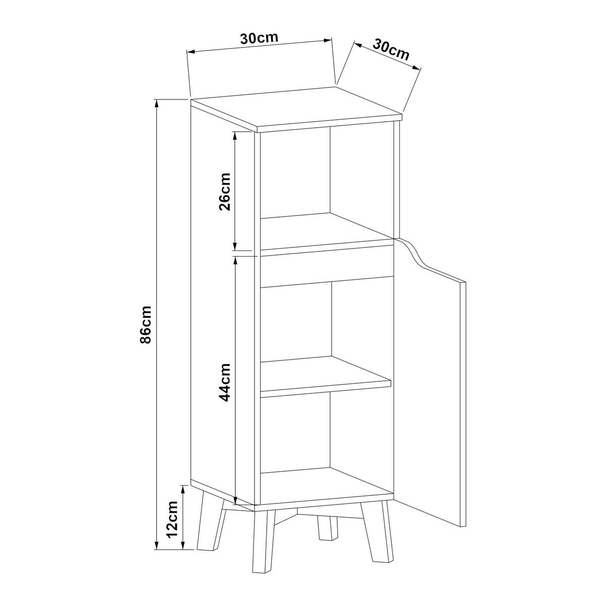 BADEZIMMERSCHRANK Overath - Naturfarben/Grau, Eichenholz/Holzwerkstoff (30/86/30cm) - [en.casa]