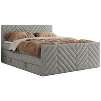 BOXSPRINGBETT PARIS KING DUO - 120/200 - Hellgrau Struktur - H3 - Hellgrau, Holz/Textil (120/200cm) - MKS
