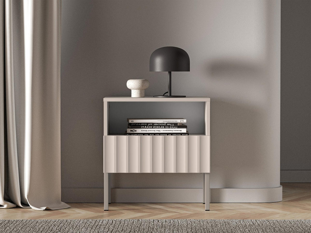 NACHTTISCH Derriva Hellbeige 50 cm - Ecru/Beige, Holzwerkstoff/Metall (50/53/35.2cm) - Selsey