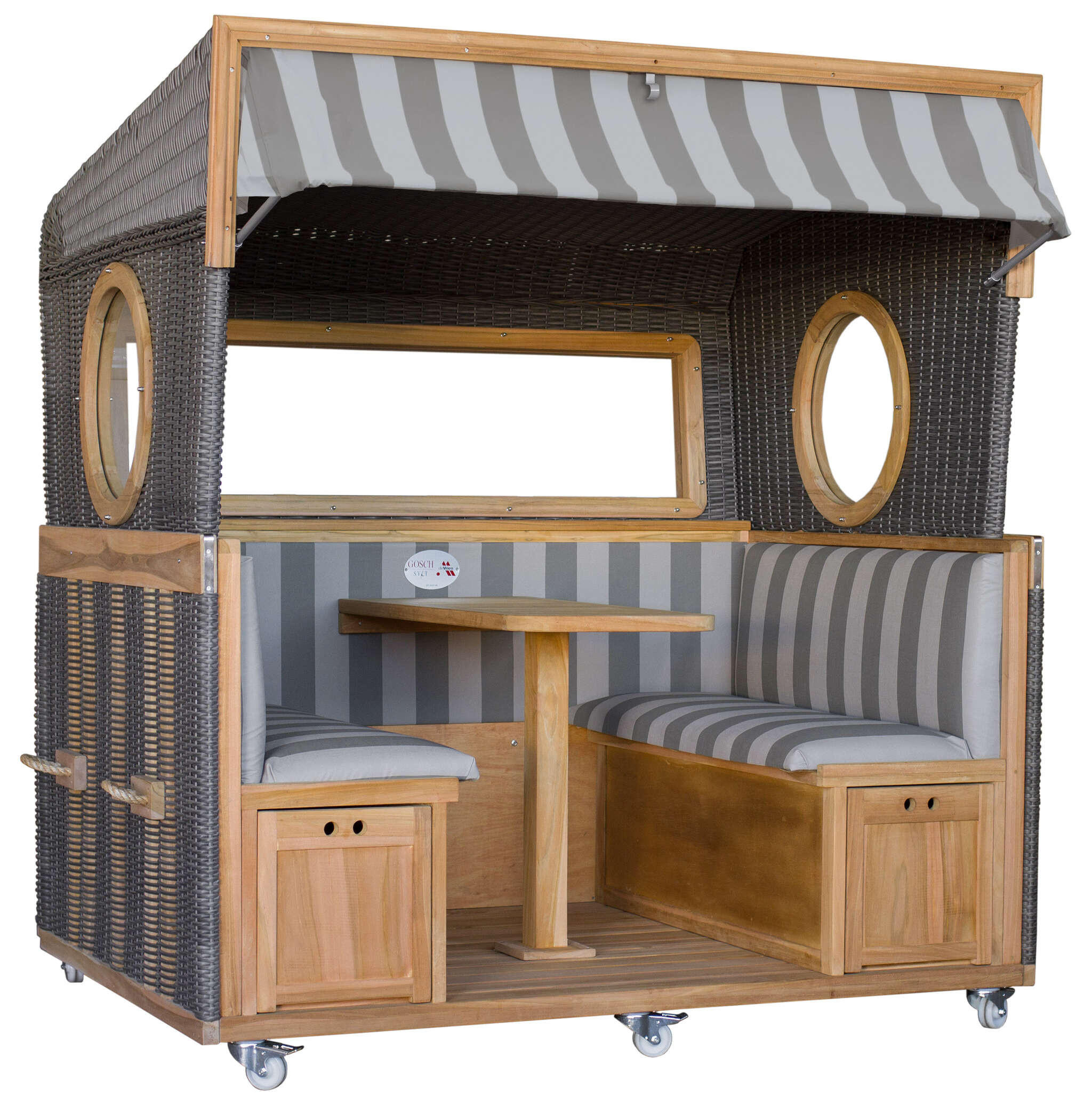 STRANDKORB 6-Sitzer Gosch Lounge Teak - Braun/Grau, Holz/Metall (158/207/200cm) - Mr. Deko