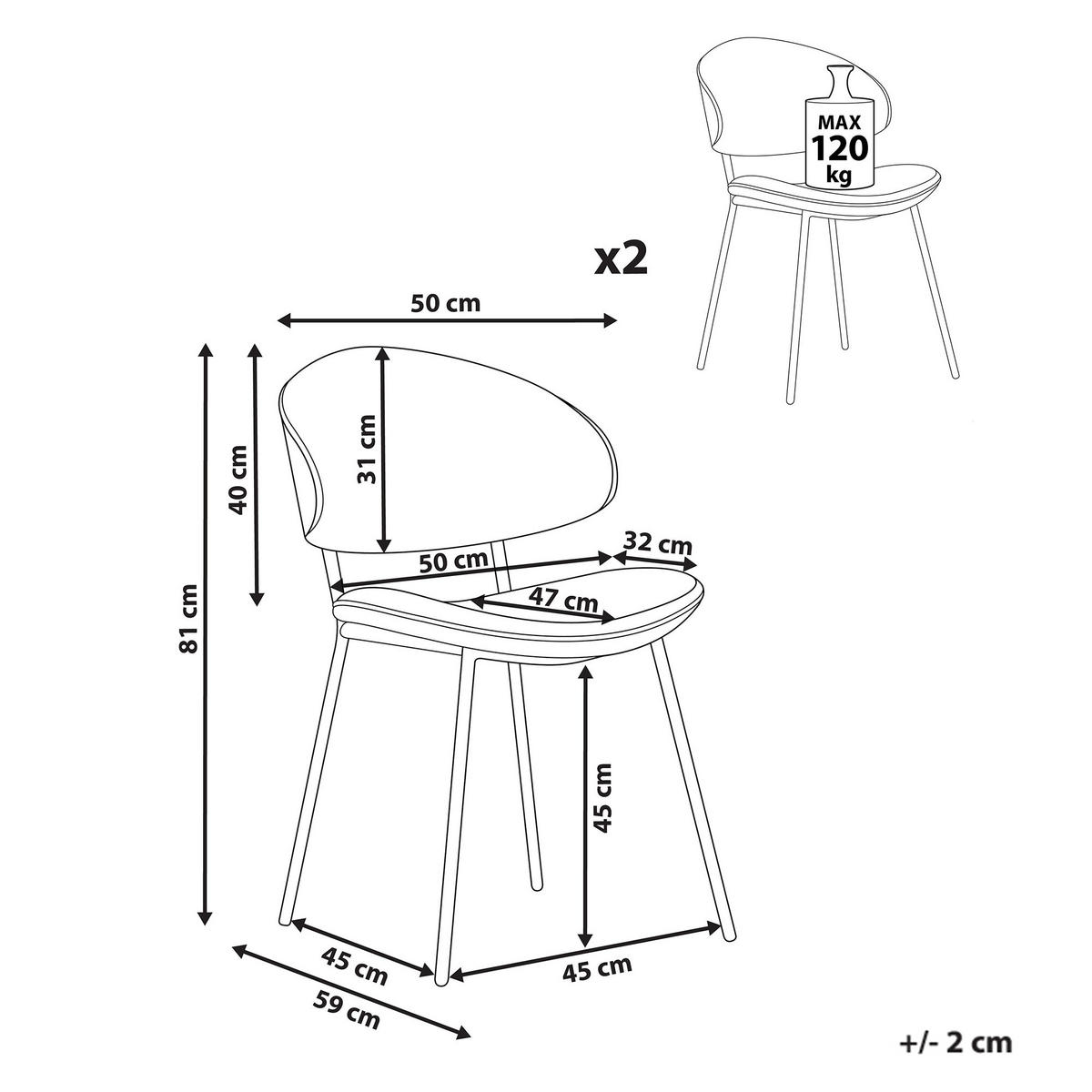 JÍDELNÍ ŽIDLE 2 ks sada Umělá kůže Hnědá Kiana - hnědá, plast (50/81/59cm) - Beliani
