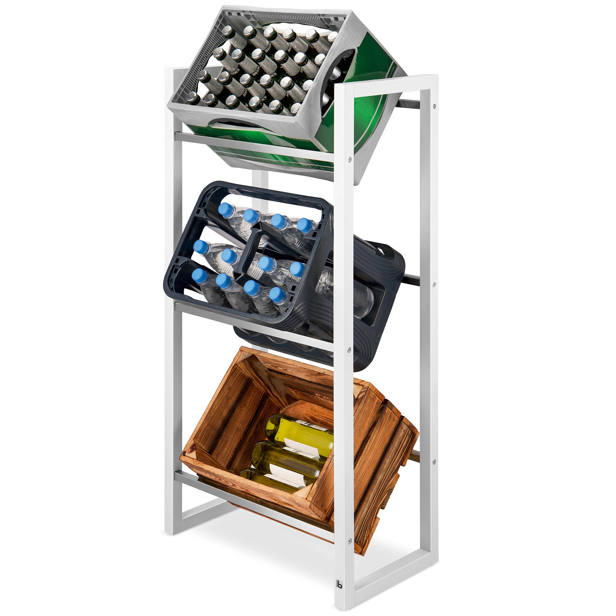 GETRÄNKEREGAL Mattis Weiß - Weiß, Naturmaterialien/Bambusholz (55/112/32cm) - BoMoe