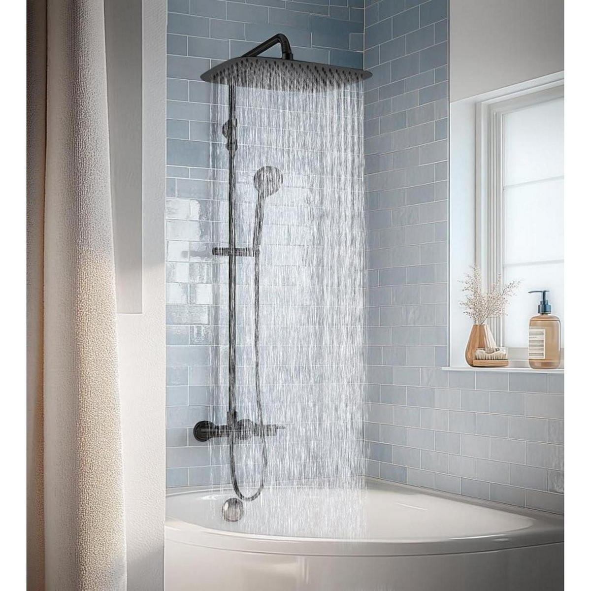 DUSCHKOPF Regendusche Edelstahl Mattschwarz 30 x 20 cm - Schwarz, Metall (20/12.7/30cm)