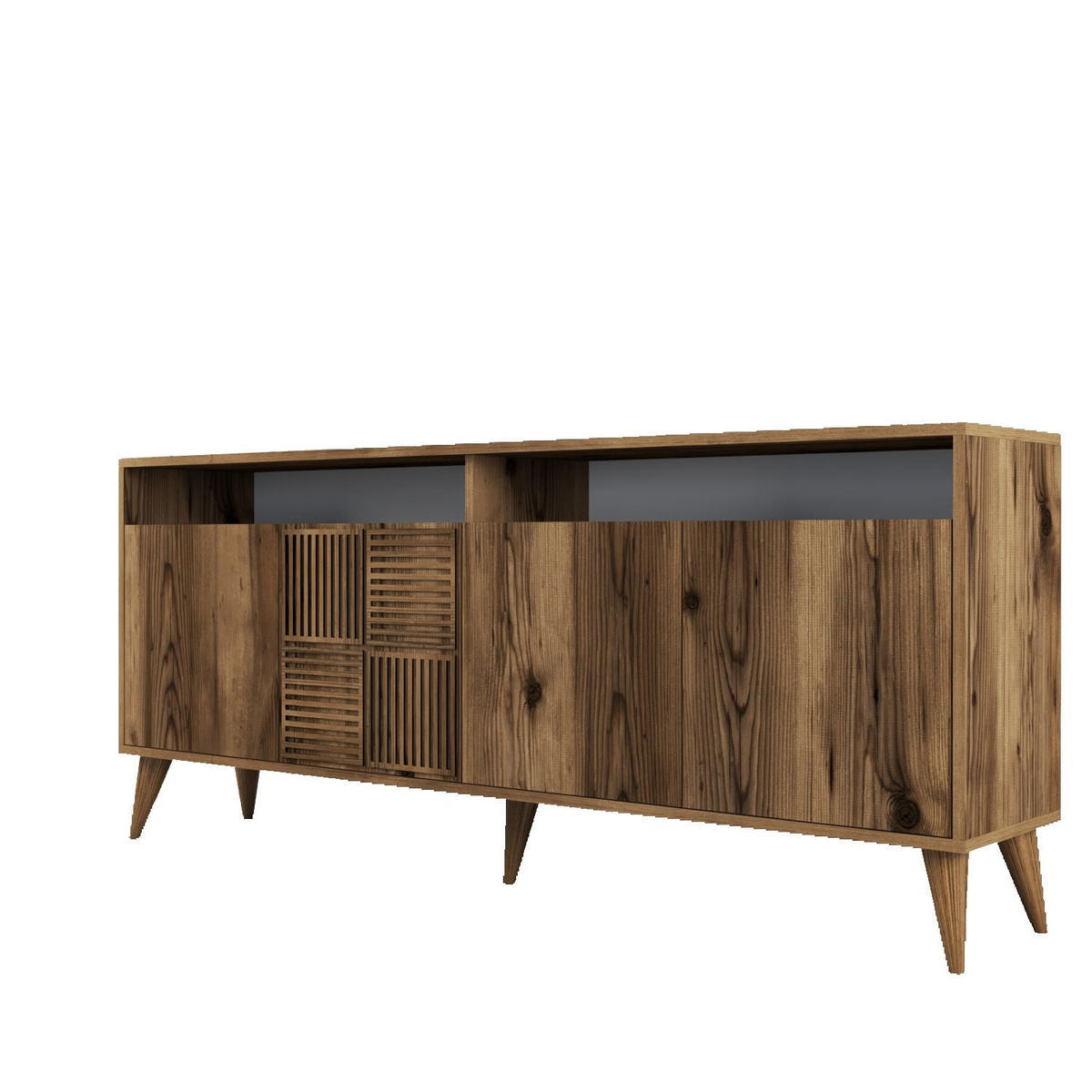 SIDEBOARD 4 Türen L180 cm - Milan - Wildeiche, Holzwerkstoff (35/78.6/180cm) - Calicosy