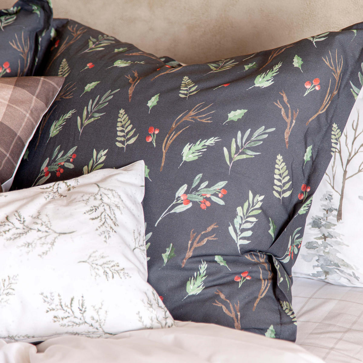 KISSENBEZUG mystical winter 60x60 cm mehrfarbig - Multicolor, Textil (60/60cm) - Happy Friday