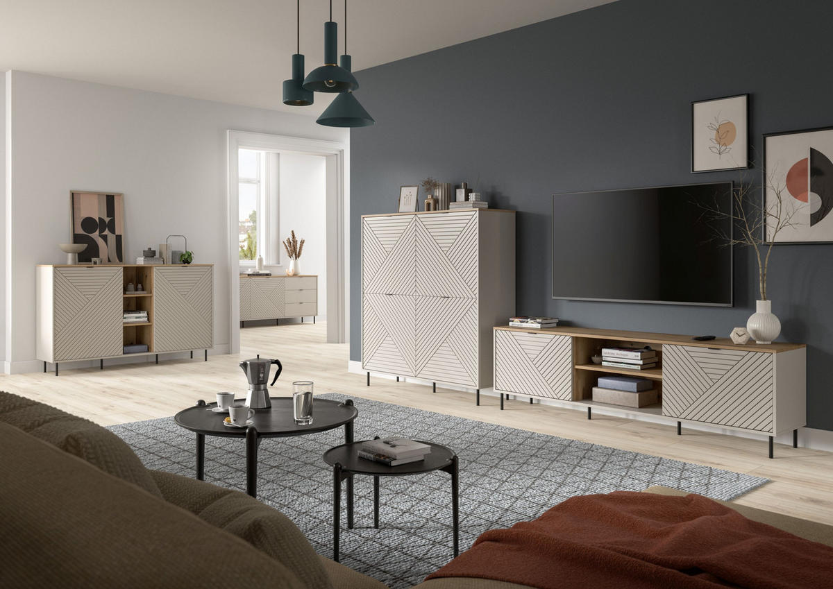 SIDEBOARD Campus Kaschmir 154/40/95 cm - Beige, Holzwerkstoff (154/95/40cm) - Xonox