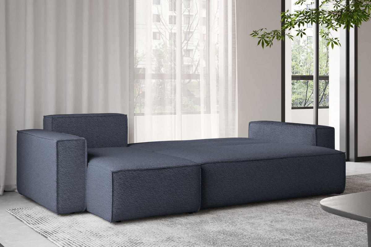ECKSOFA Mit Schlaffunktion Und Bettkasten L-Form BEST Stoff Abriamo Dunkelblau Links - Dunkelblau, Holz/Textil (142/244cm) - Kaiser Möbel