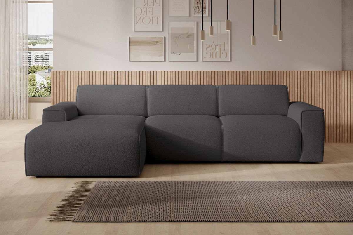 ROHOVÁ POHOVKA Bouvi tmavosivá, vľavo - čierna/tmavosivá, textil/plast (310/165cm) - Selsey