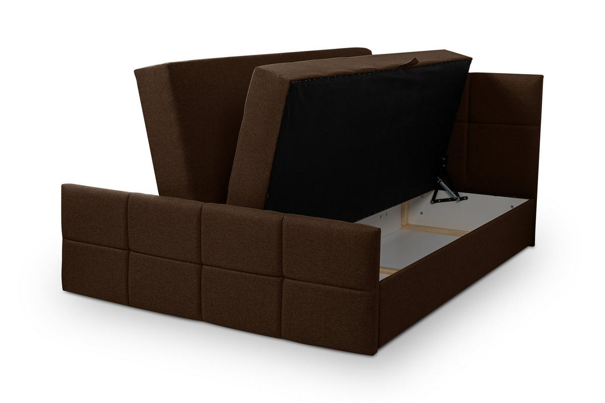 BOXBETT DORIS mit 2 Bettkästen, 160x200, Farbe: Braun, Velourstoff, mit Bonell-Matratze inkl. Topper - Braun, Holz/Kunststoff (160/200cm) - VENASI MÖBEL