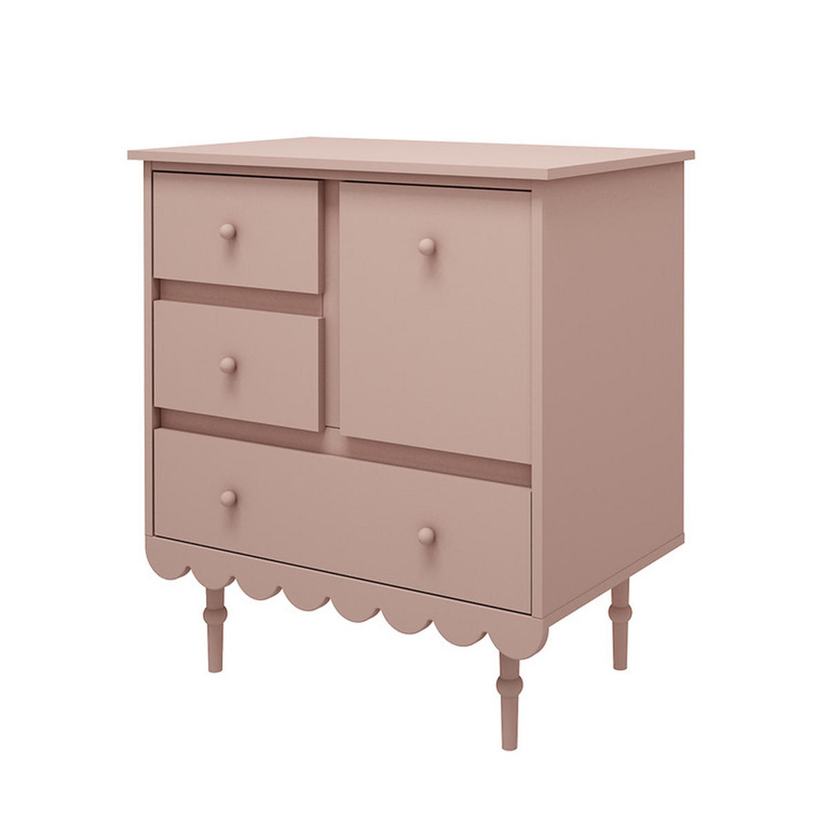 DĚTSKÁ KOMODA Babushka Rose - růžová, kompozitní dřevo (84/91/50cm) - Petits-meubles