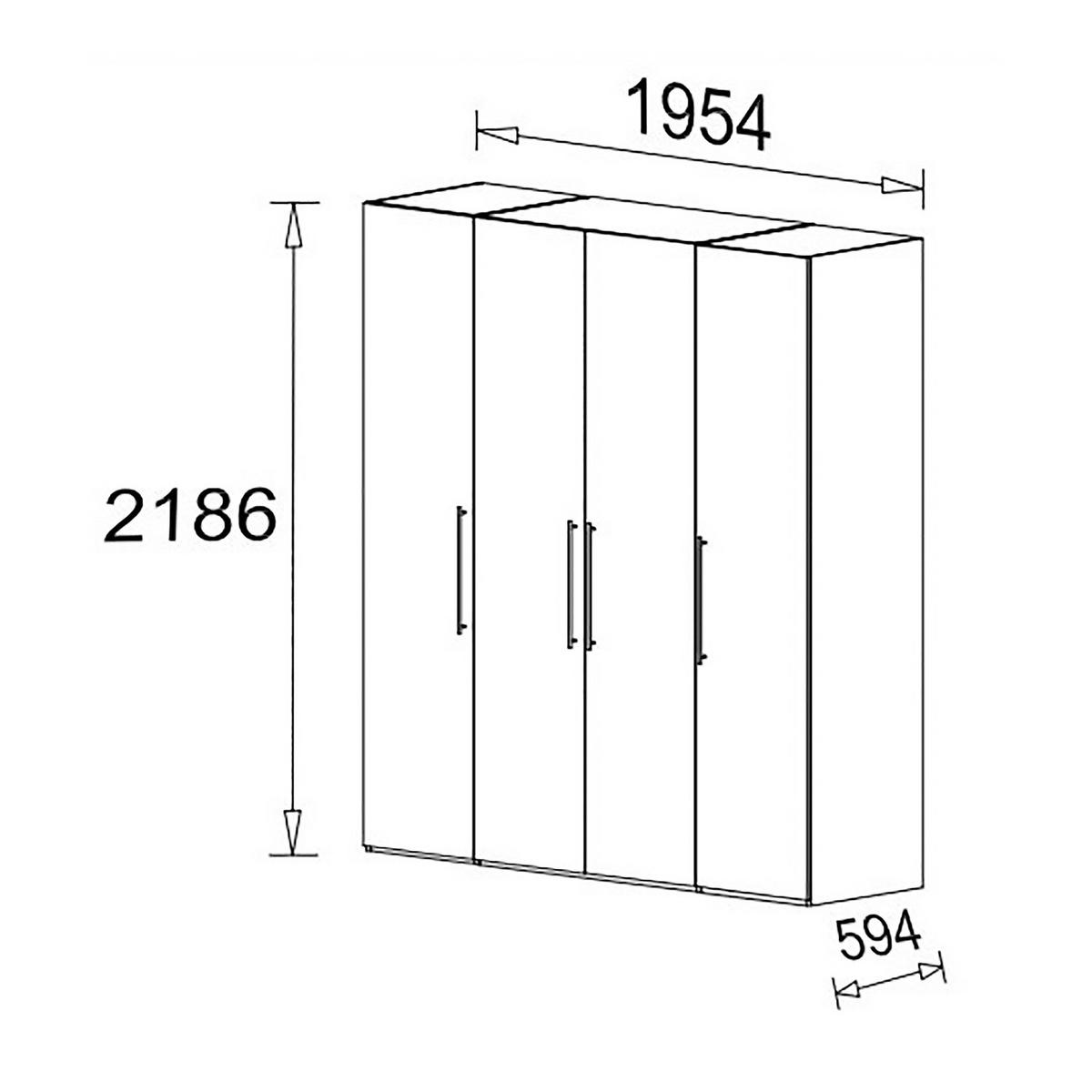 DREHTÜRENSCHRANK - Hochglanz Weiß / Weiß - Weiß Hochglanz/Silberfarben, Holzwerkstoff/Metall (195/218/60cm) - home24