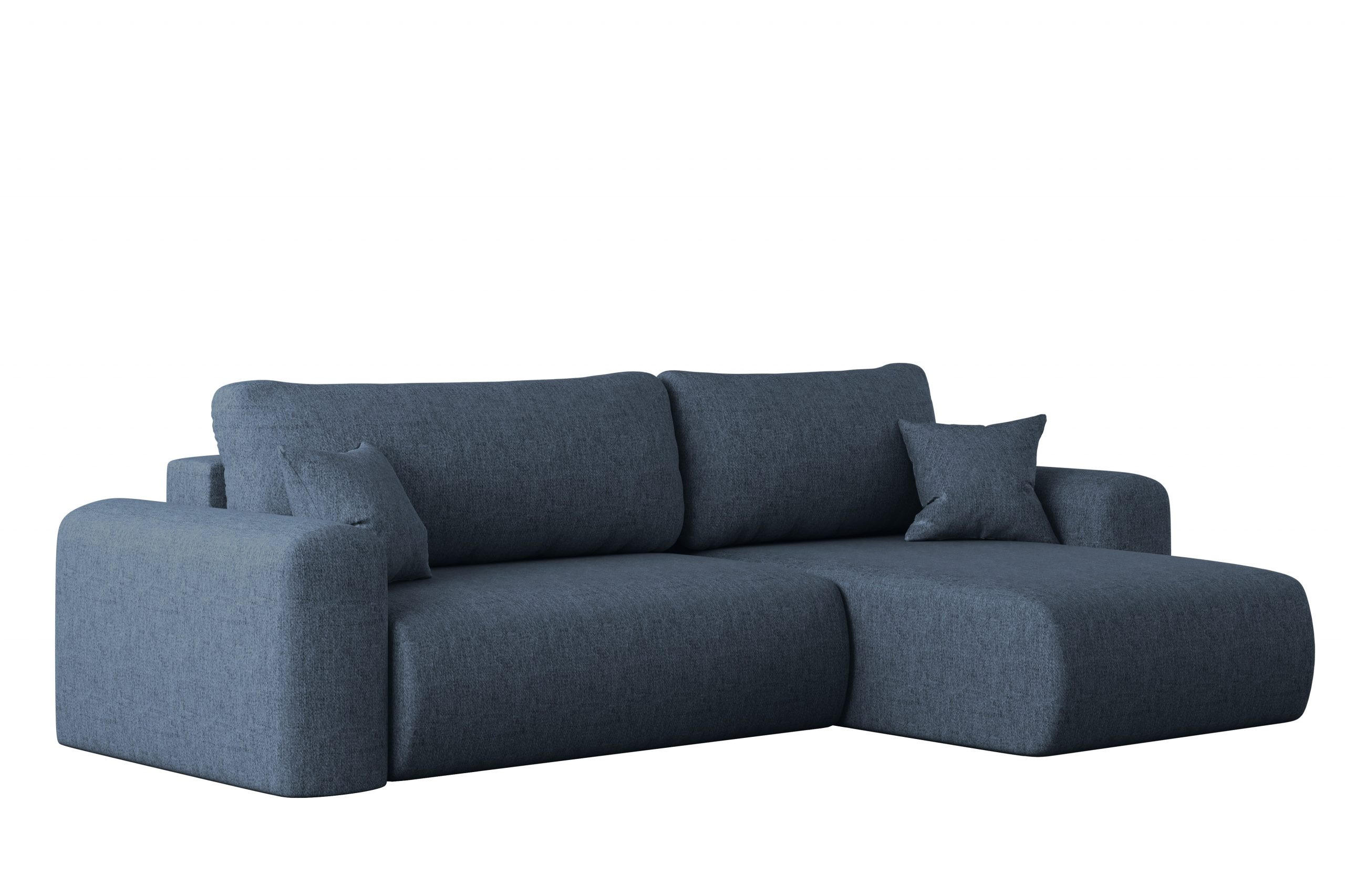 ECKSOFA Mit Schlaffunktion Und Bettkasten L-förmiges Sofa Capri Stoff Verita Rechts Marineblau - Dunkelblau, Holz (272/145cm) - Kaiser Möbel