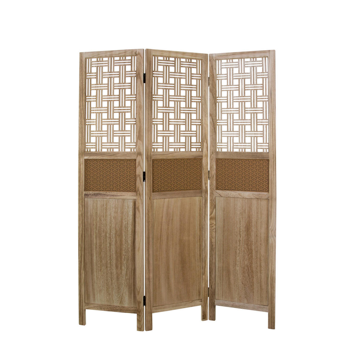 PARAVENT 3-tlg. 120/170 cm Braun Kork-Ornamentik - Braun, Holz (120/170/1cm) - Homestyle4u