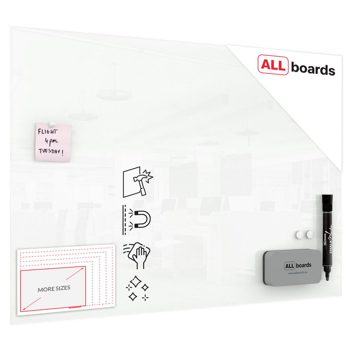 GLASBOARD - Weiß CLASSIC WHITE 100x70cm - Weiß, Glas (100/70/0.7cm) - ALLboards