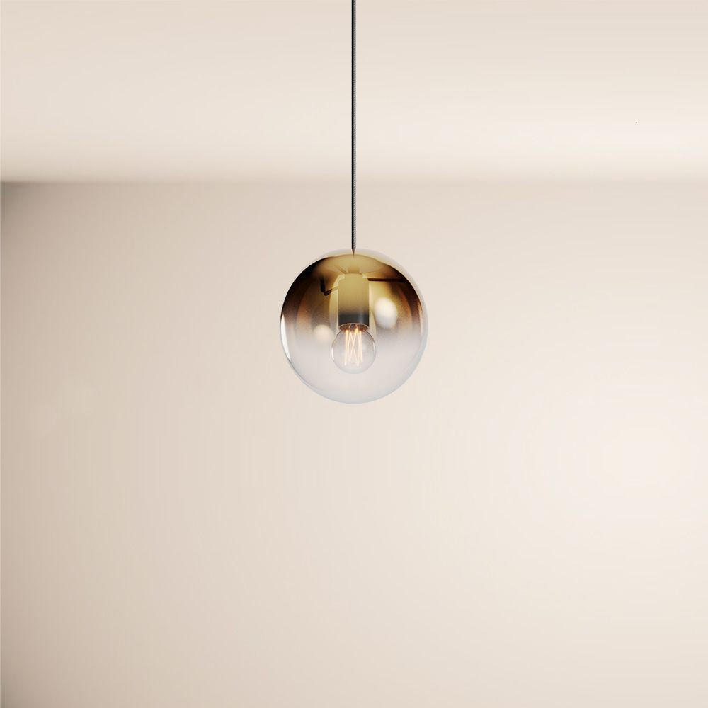 HÄNGELAMPE Orb 1.5m Abhängung Gold Verlauf/Schwarz Ø 20cm - Goldfarben, Glas (20/20/20cm) - s.luce