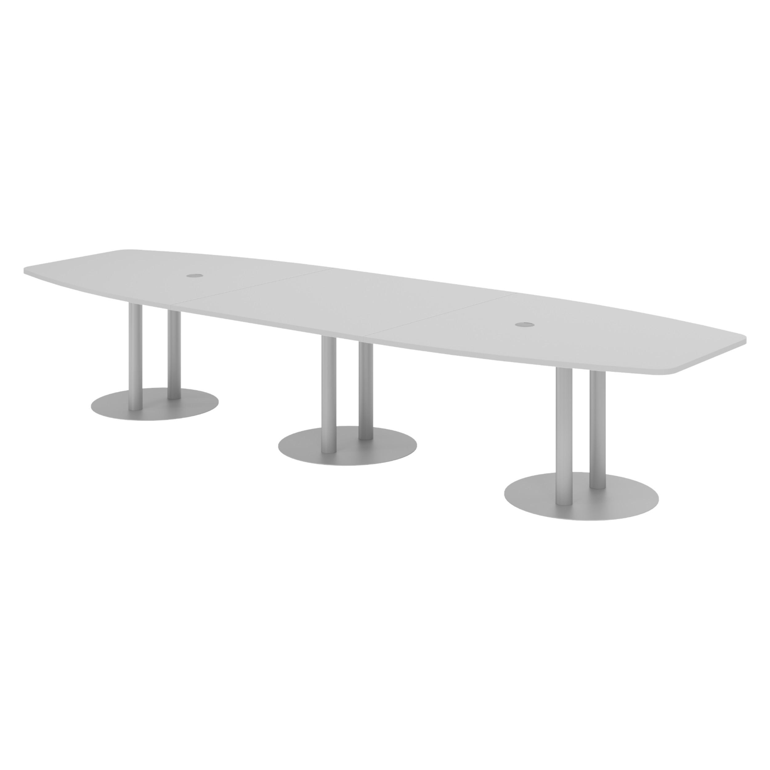 KONFERENZTISCH groß KT40 130/400/74 cm in Grau/Säule in Silberfarben - Silberfarben/Grau, Holzwerkstoff (130/400/74cm) - bümö