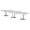 KONFERENZTISCH groß KT40 130/400/74 cm in Grau/Säule in Silberfarben - Silberfarben/Grau, Holzwerkstoff (130/400/74cm) - bümö