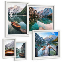 BILDER SET 5er Set - 50x50 cm & 20x30 cm & 40x60 cm Weißer Rahmen - Zarte Rosenblüten für die Küche - Weiß, Kunststoff (40/60cm) - TULUP