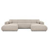 WOHNLANDSCHAFT Puerto U ohne Schlaffunktion, Beige, Cordstoff - Beige/Schwarz, Holzwerkstoff (363/76/170cm) - Beautysofa