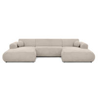 WOHNLANDSCHAFT Puerto U ohne Schlaffunktion, Beige, Cordstoff - Beige/Schwarz, Holzwerkstoff (363/76/170cm) - Beautysofa