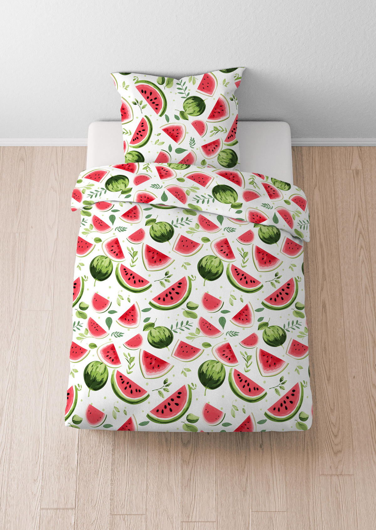 BETTWÄSCHE-GARNITUR Renforcé Wassermelone rot, 135x200 cm + 80x80 cm - Rot, Textil (135/200cm) - Castell
